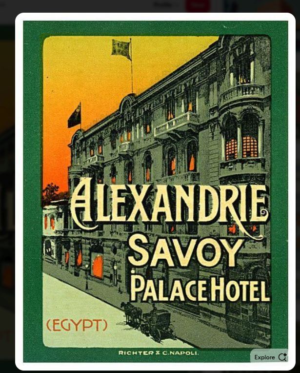 Alexandrie Savoy Palace Hotel vintage label