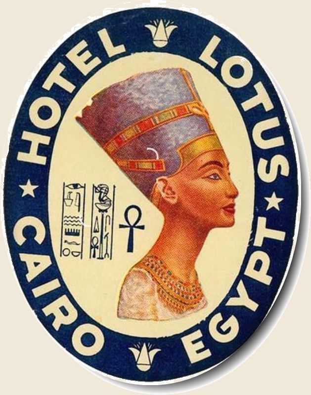 Hotel Lotus Cairo vintage luggage label